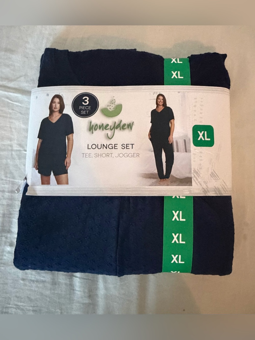 Honeydew Intimates Navy 3-Piece Lounge Set - Tee, Shorts & Joggers (XL)